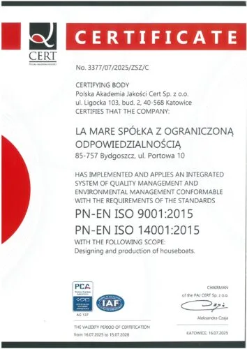 Certyfikat ISO 9001 i 14001
